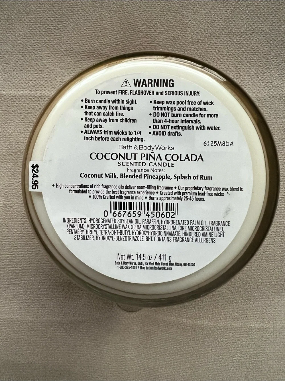 NWT! Bath & Body Works Coconut Piña Colada 3-Wick Candle
